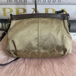 Coach Gold and Brown Crossbody Bag